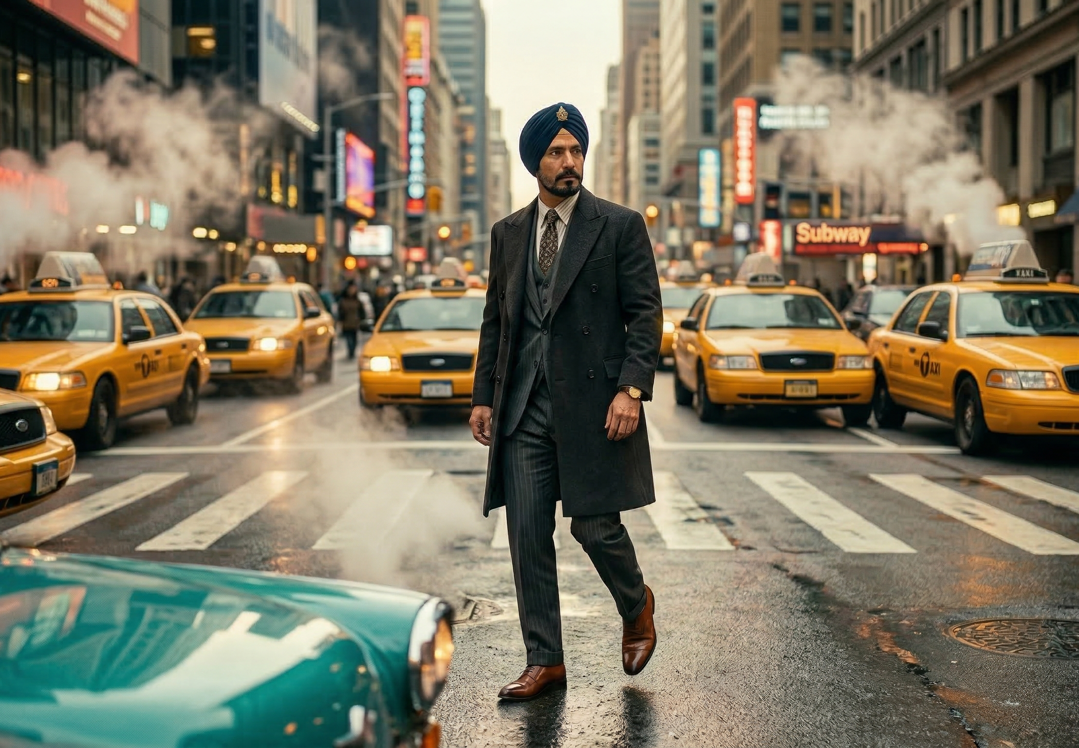 Stitch client crossing a New York street